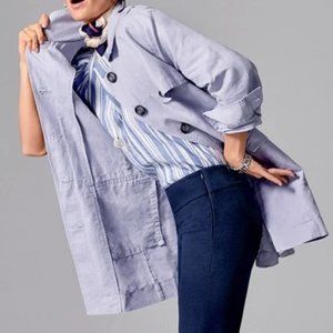 Cabi tanner trench coat lavender purple blue peacoat size xs with tie belt